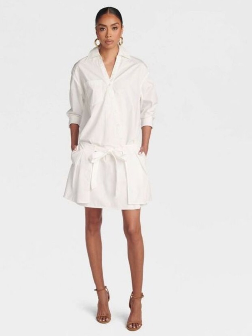 New KBB by Kahlana - Women's 'The Apron Shirt Dress’ Men’s shirt White Sz Large - Picture 3 of 4